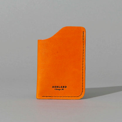 One-Shot Card Case in Orange Latigo, front view, shot 2