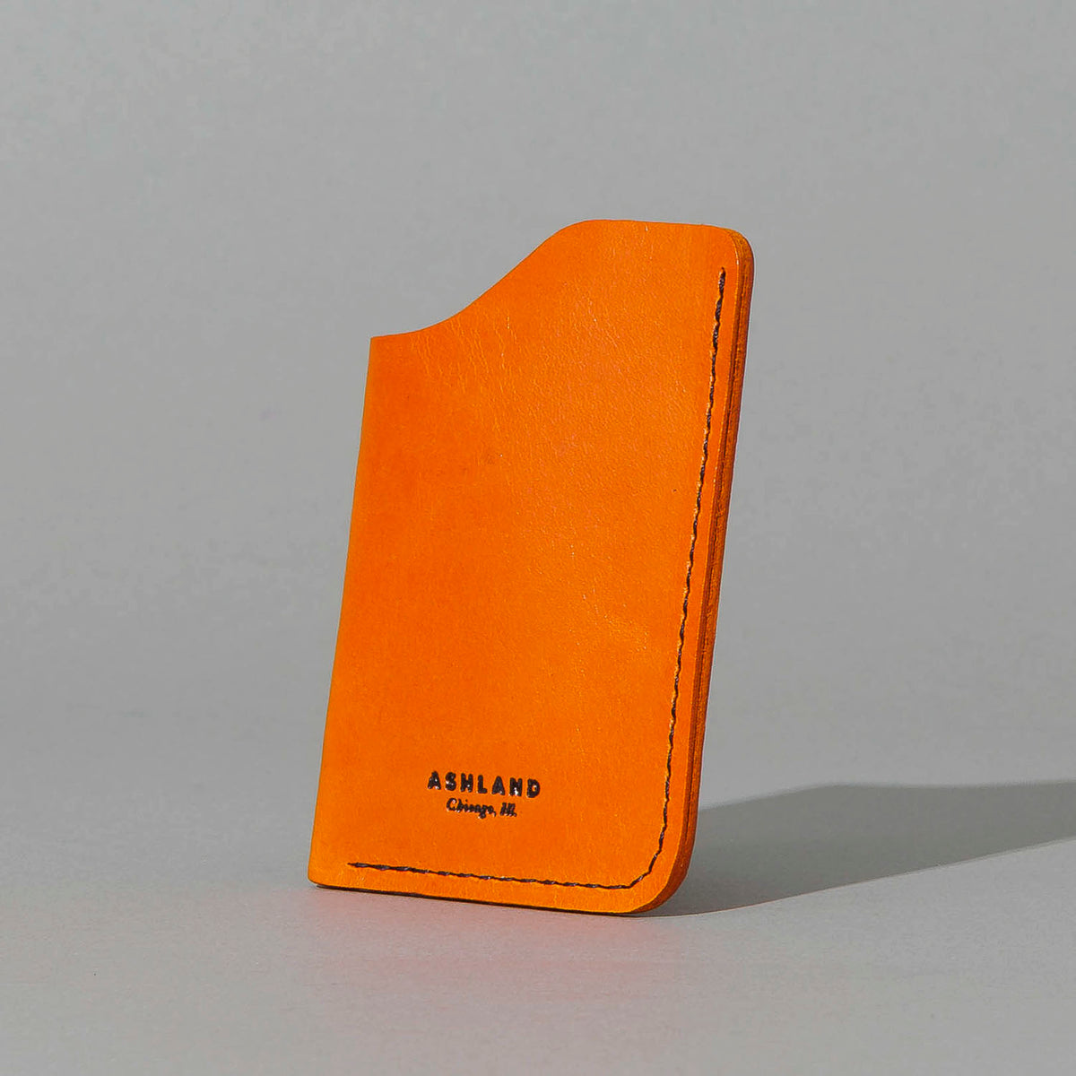One-Shot Card Case in Orange Latigo, front view, shot 3
