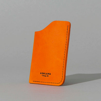 One-Shot Card Case in Orange Latigo, front view, shot 3