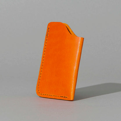 One-Shot Card Case in Orange Latigo, front view, shot 1