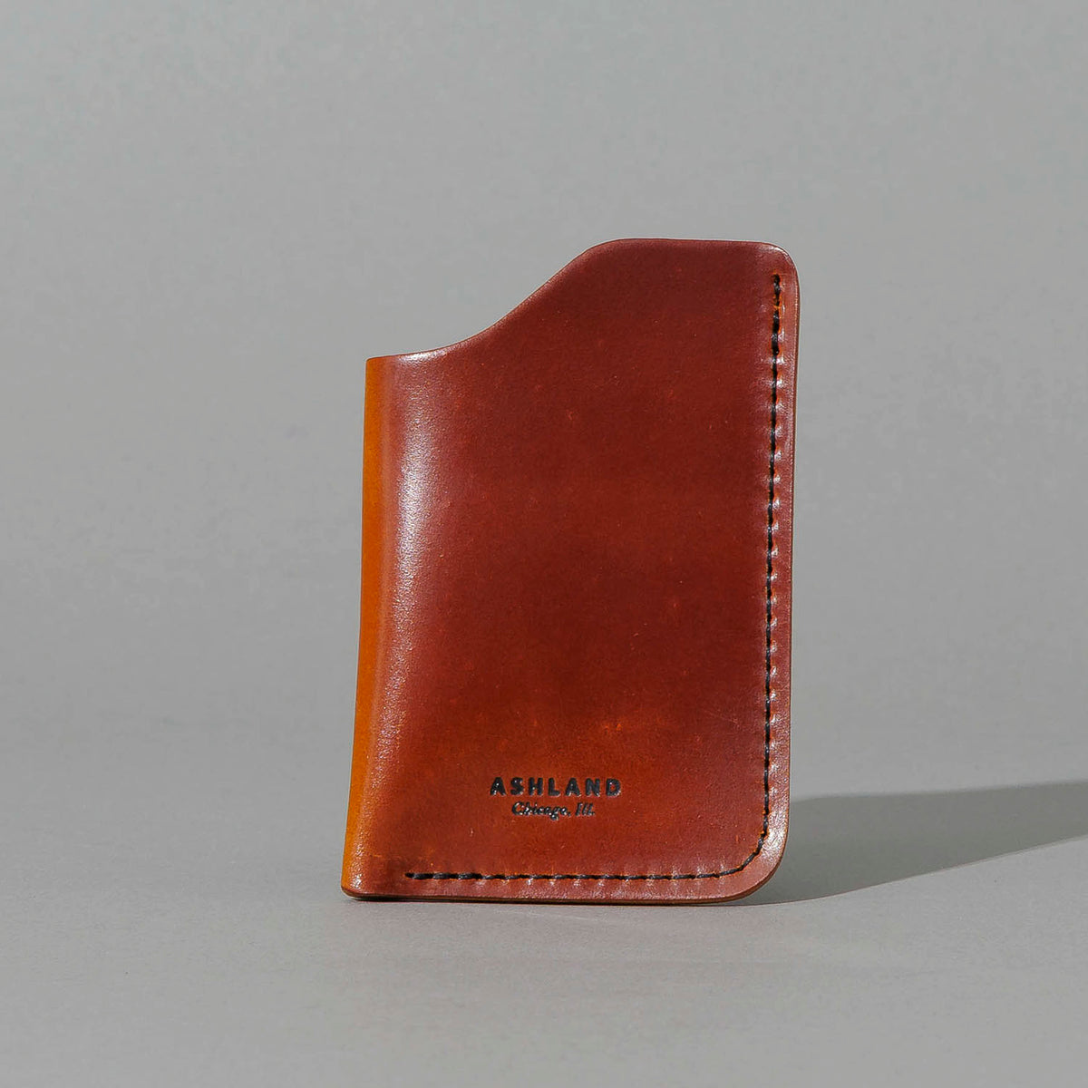 One-Off One-Shot Card Case in Blood Orange Shell Cordovan, front view, shot 1