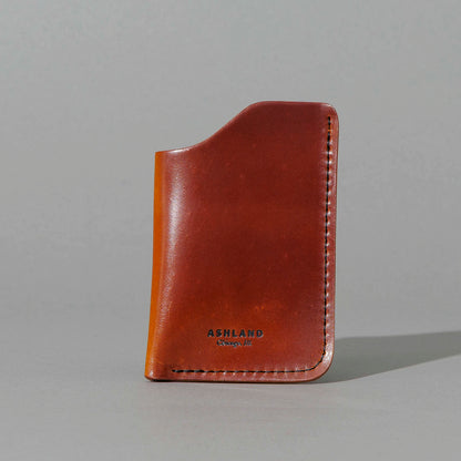 One-Off One-Shot Card Case in Blood Orange Shell Cordovan, front view, shot 1