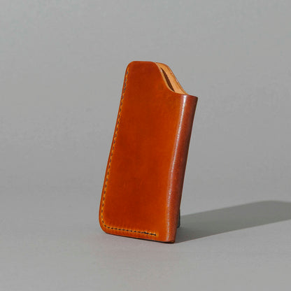 One-Off One-Shot Card Case in Blood Orange Shell Cordovan, side profile view