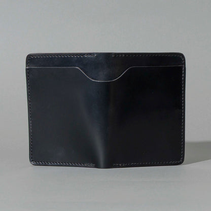 One-Off Traveler Passport Holder in Black Shell Cordovan with Red Pentagram Embroidery, back view