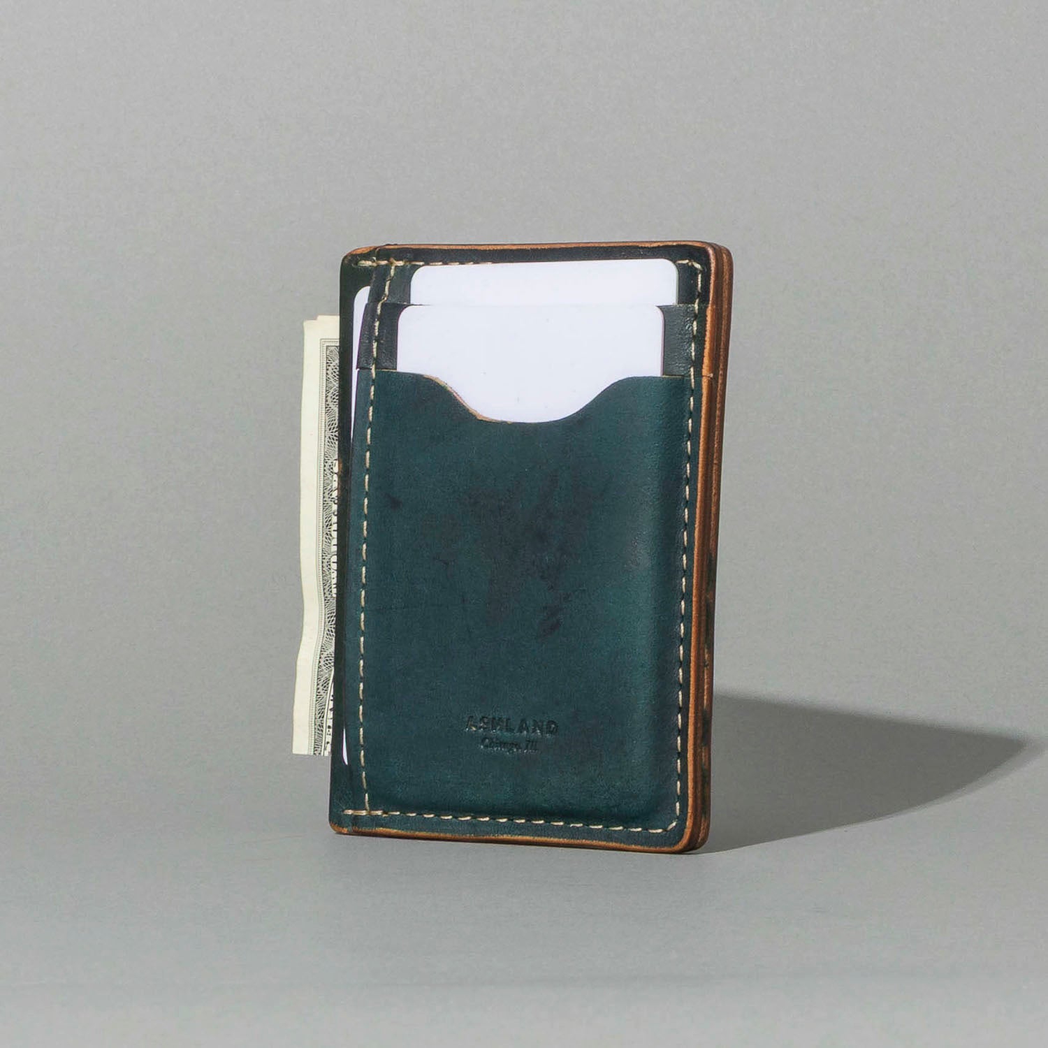 Men's Card Holder | Horween® Shell Cordovan, Green | Ashland Leather