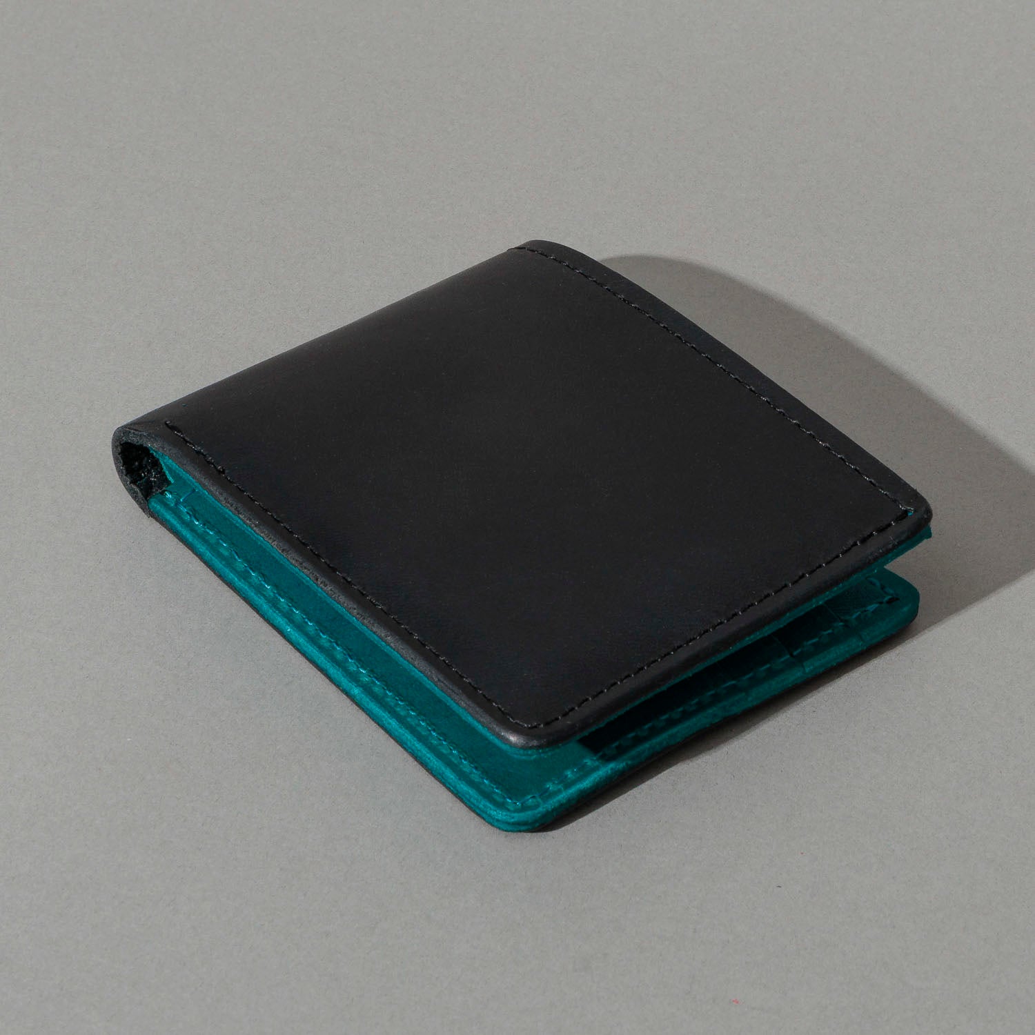 Johnny the Fox Wallet – Black & Teal Horween® Dublin – Ashland Leather