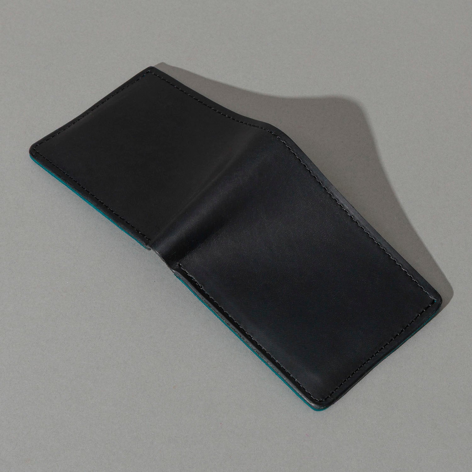 Johnny the Fox Wallet – Black & Teal Horween® Dublin – Ashland Leather