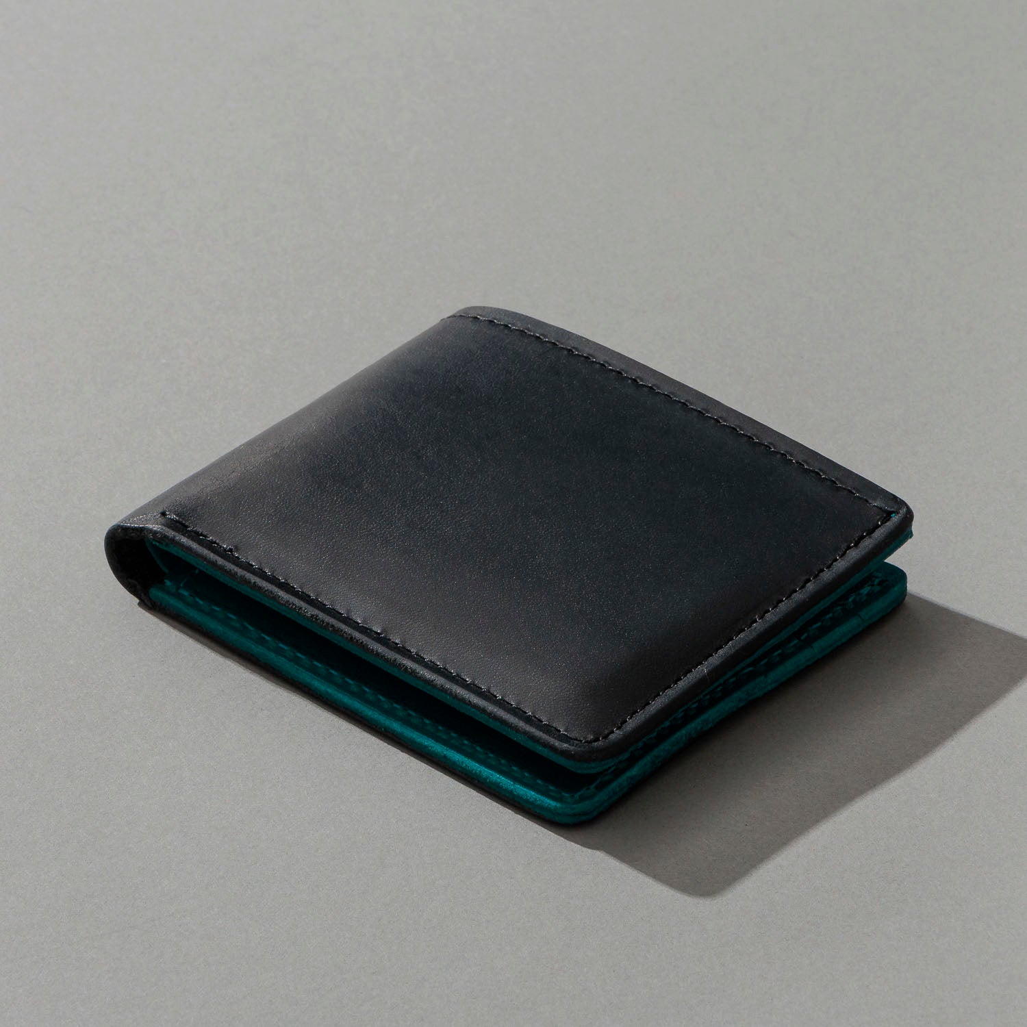 Johnny the Fox Wallet – Black & Teal Horween® Dublin – Ashland Leather