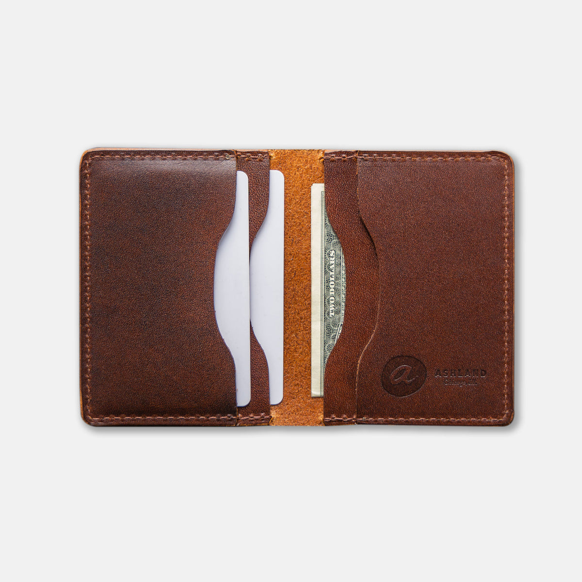 Leather minimalist wallet made with Horween Chromexcel leather horse hide  slim wallet
