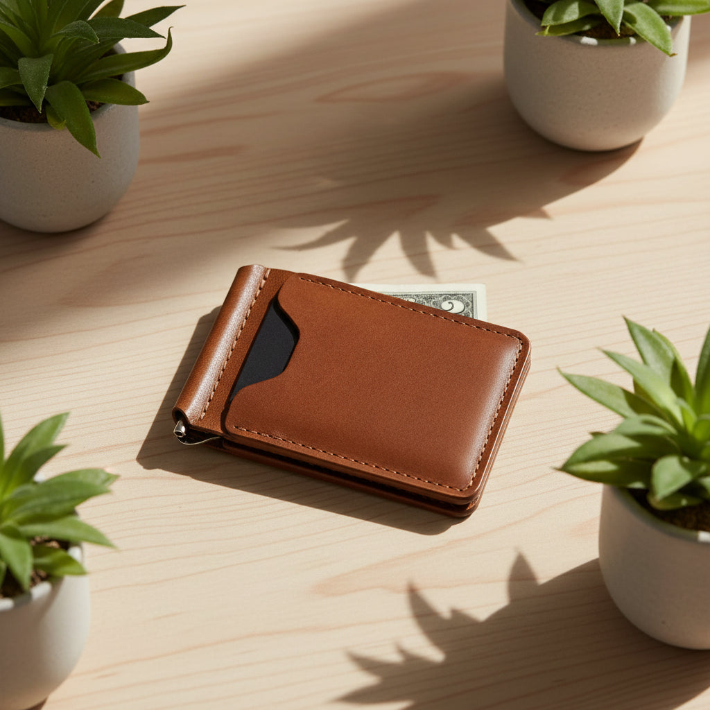 Capone Leather Money Clip (Brown Cypress) | Horween Leather US