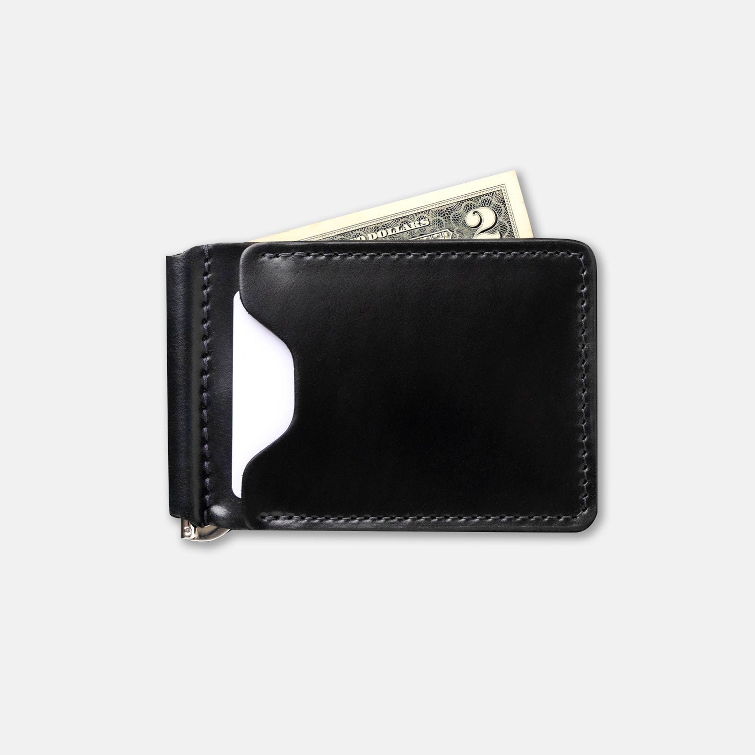 小物 TRAFFIC LEATHER WORKS Money Clip Biker Capone Money Clip – Black Horween® Shell Cordovan – Ashland Leather