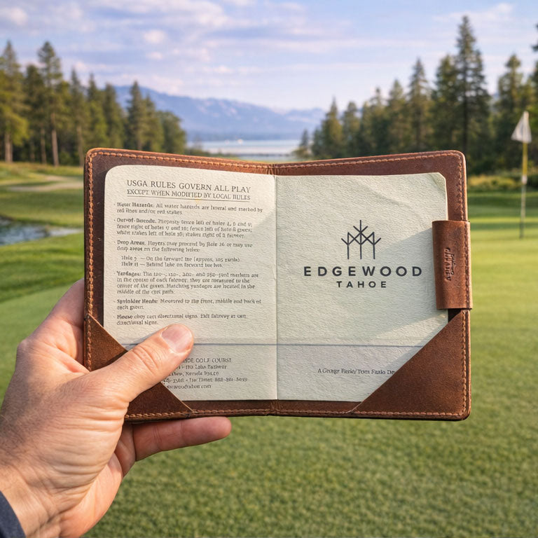 Leather Golf Scorecard Holder - Brown