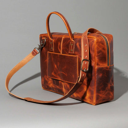 Close-up of the shoulder strap D-ring attachment on the Ashland Leather LaSalle Briefcase