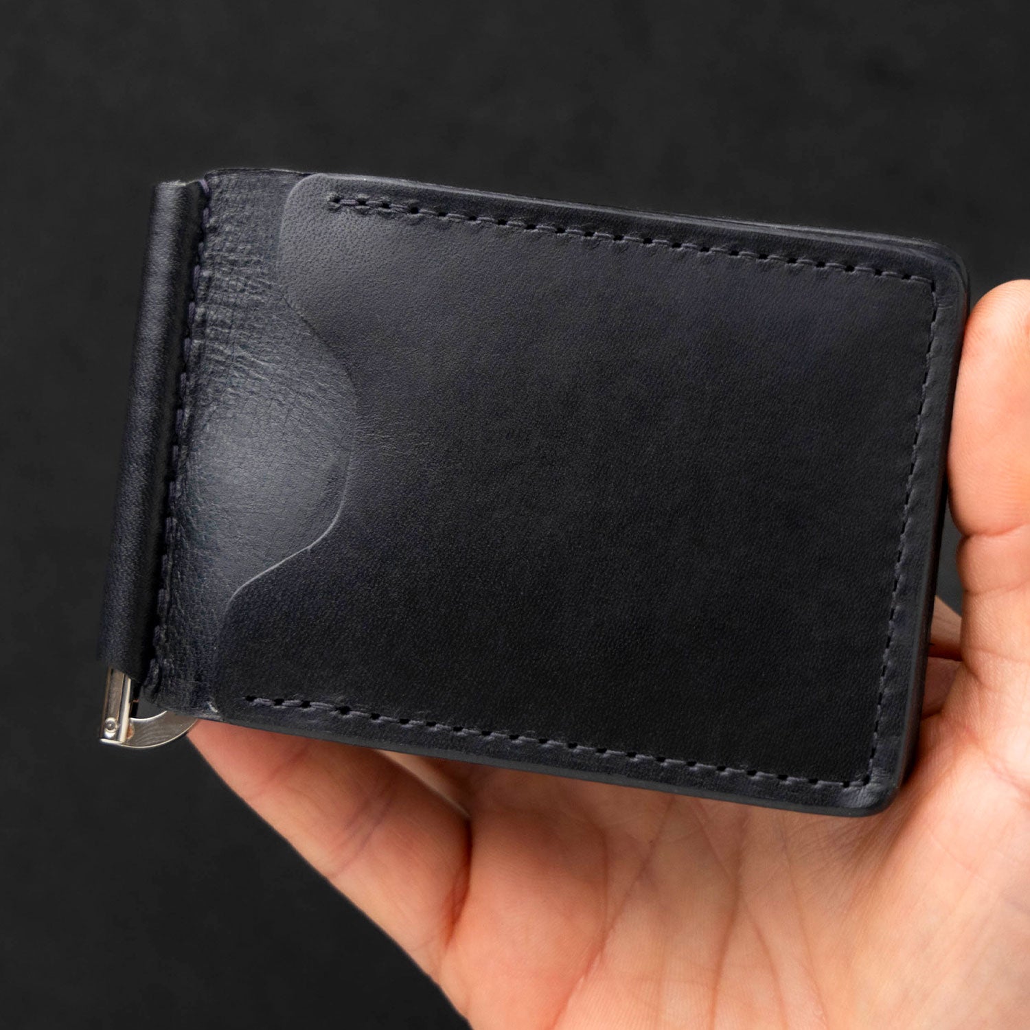 Capone Leather Money Clip (Black Dublin) | Horween Leather US Made