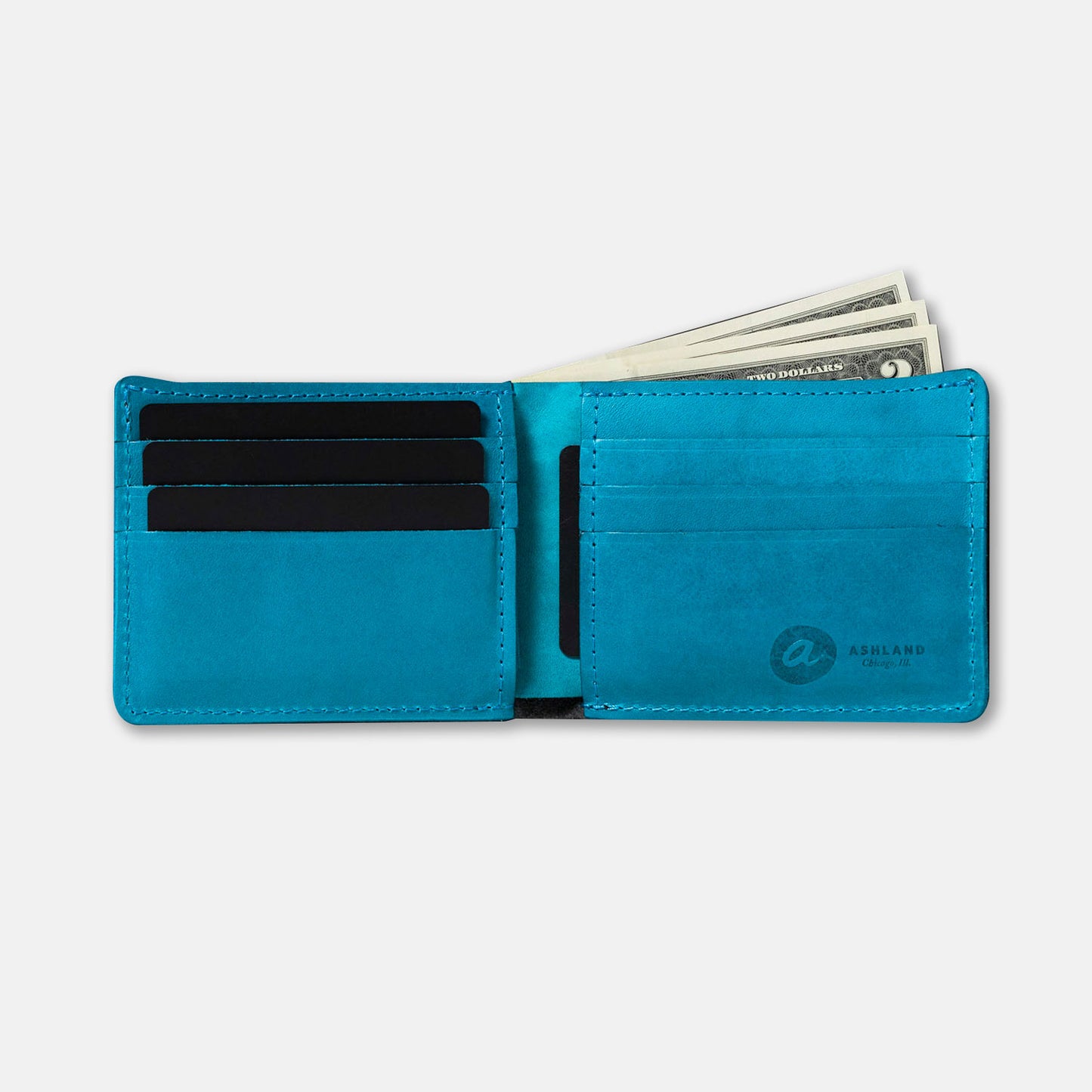 johnny the fox wallet in black and teal