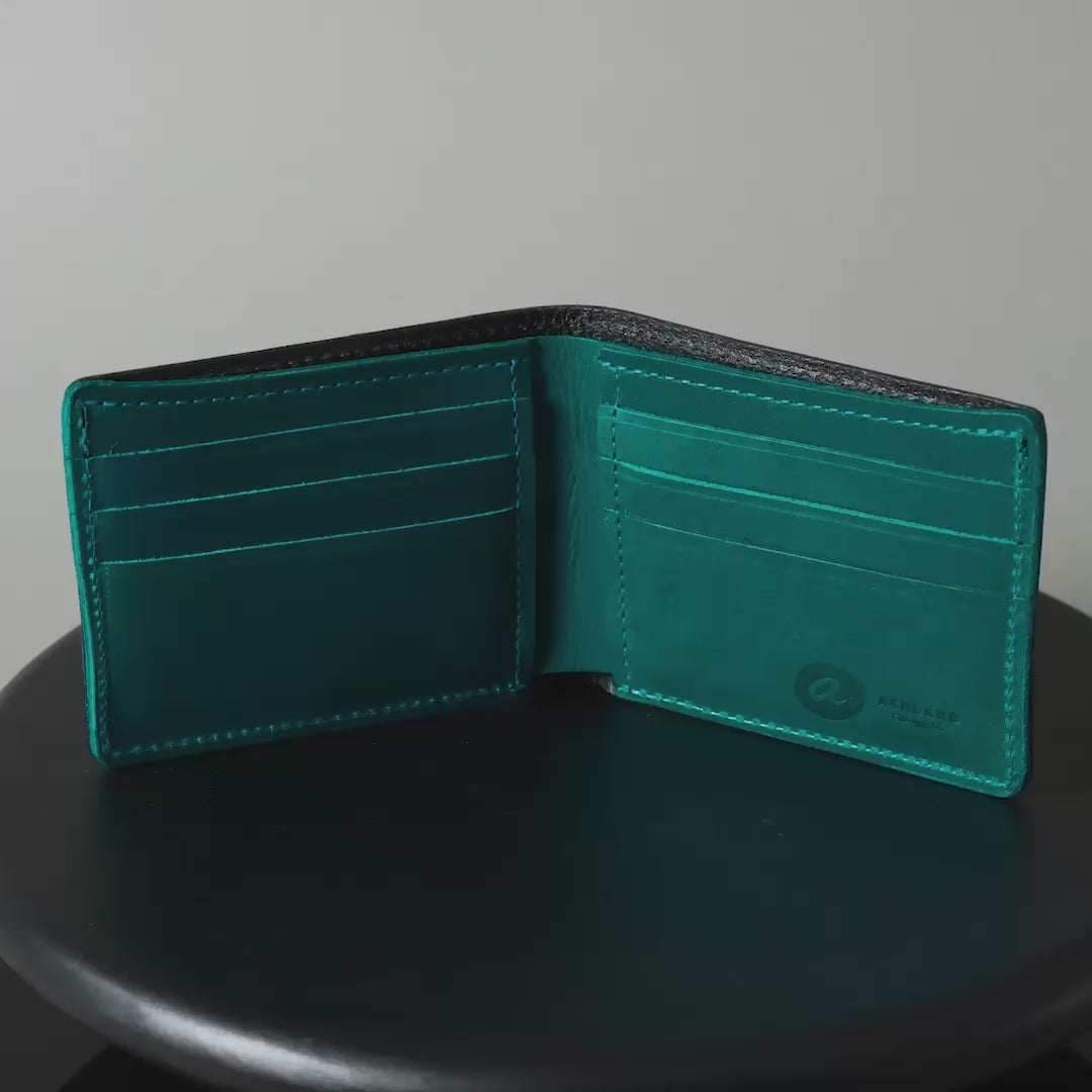 Johnny the Fox Wallet – Black & Teal Horween® Dublin – Ashland Leather