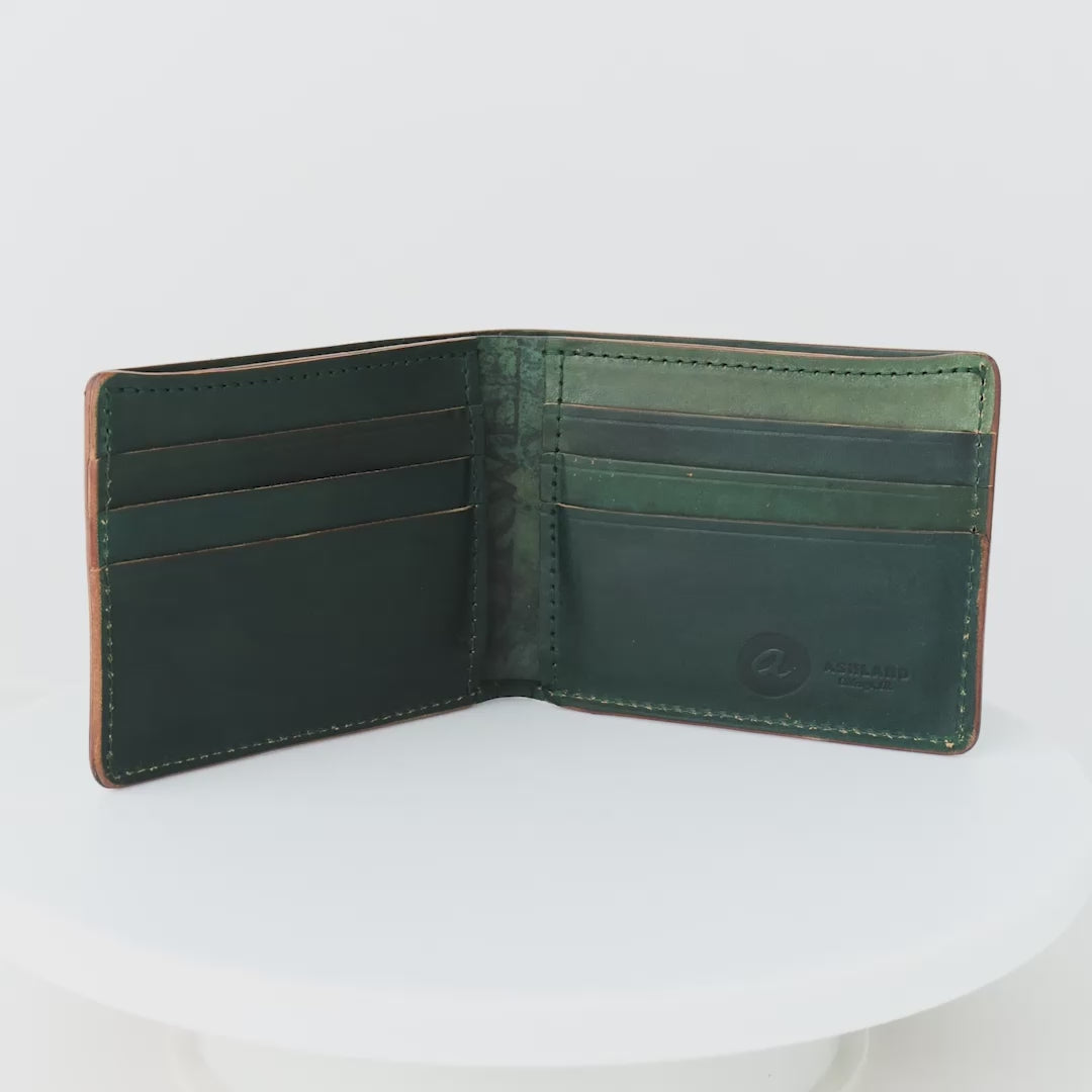 Johnny the Fox Men's Leather Wallet (Black Shell, Reverse Interior