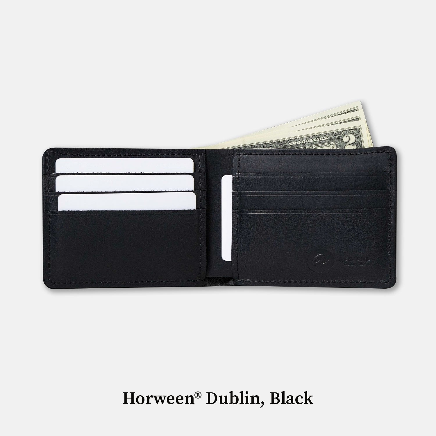 Dublin Leather Bifold Wallet, Holds 24 Cards | Black | Horween