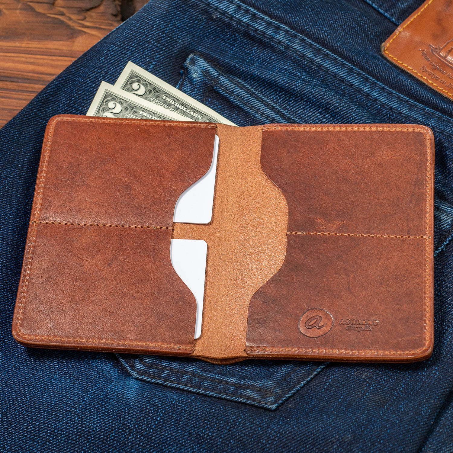 Two-Pocket Leather Bifold Wallet - Handmade Men's Wallet