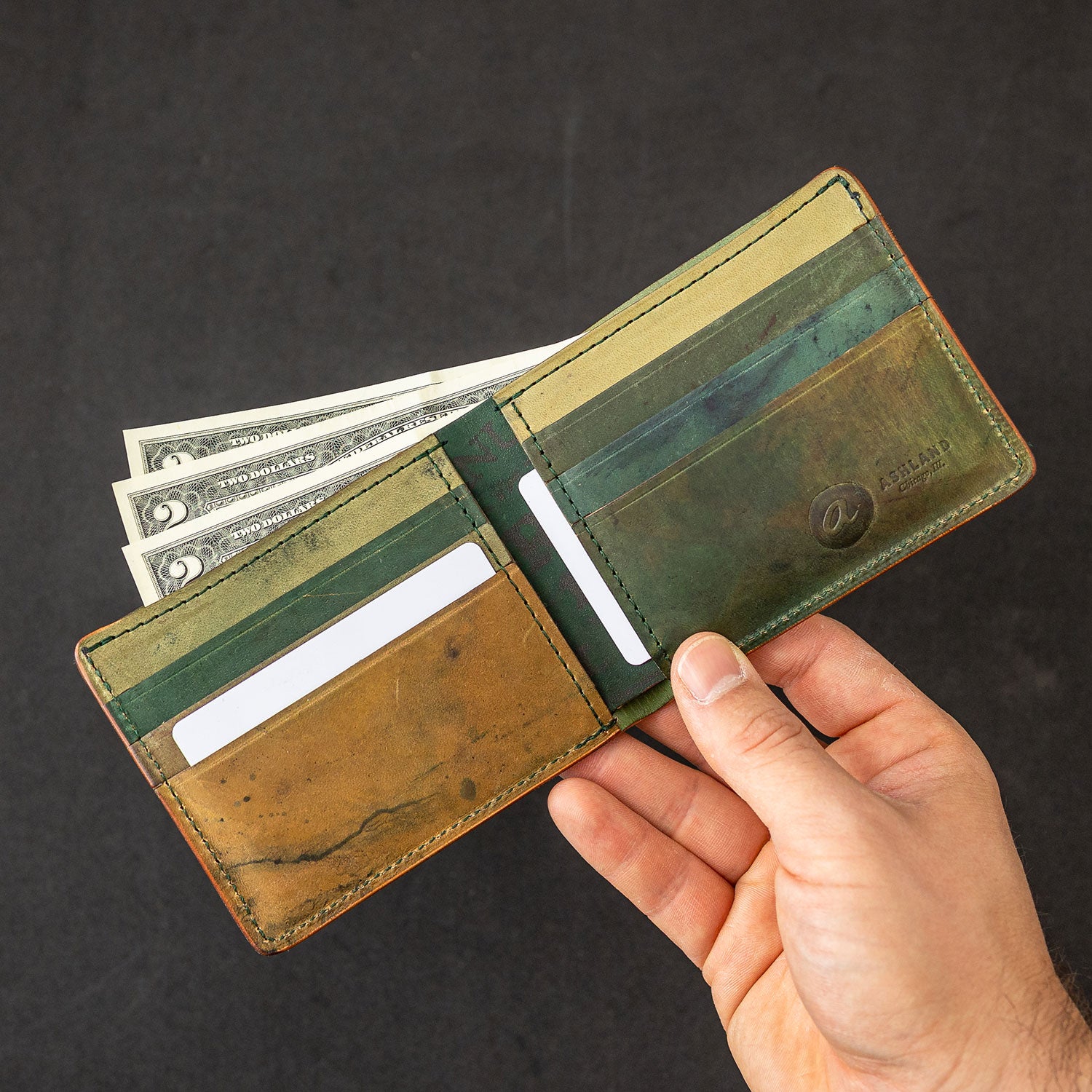 Bifold Cool Mens Wallets Mens Leather Wallet Green Wallet -  Israel