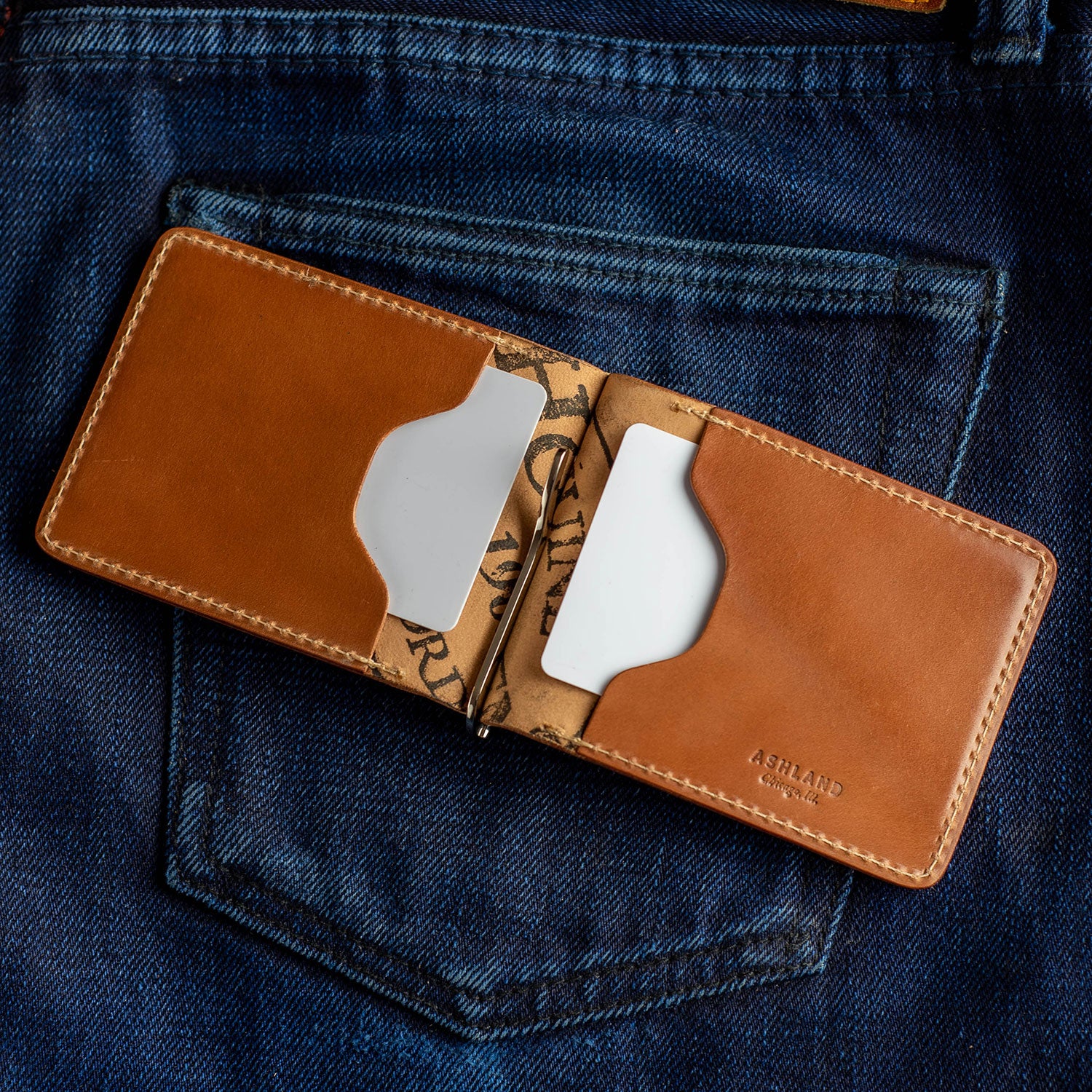 minimalist leather money clip