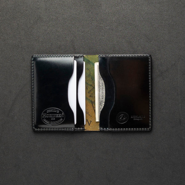 Black Leather Card Holder - Ashland Leather Bugs Moran