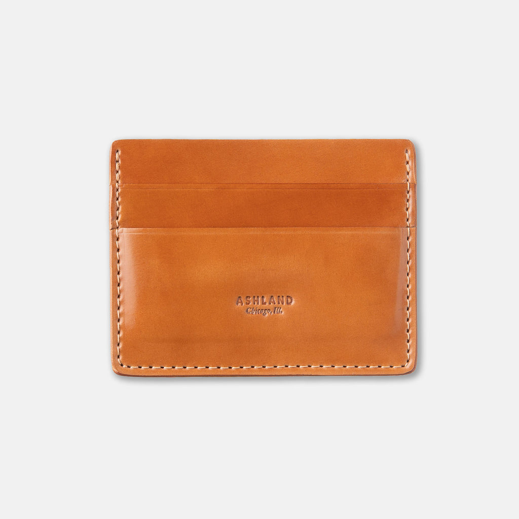 Sandon Grained Leather Card Holder In Deep Blue