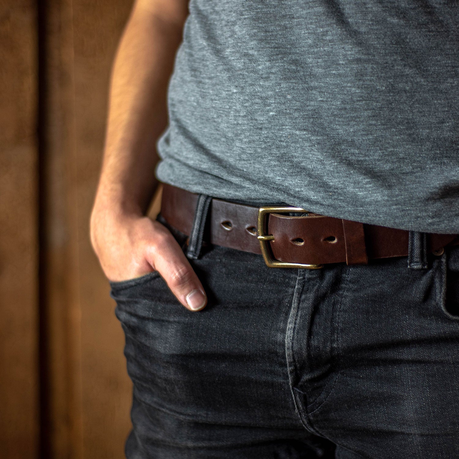 Belt - Horween Chromexcel Navy Blue - Your Choice of Solid Brass