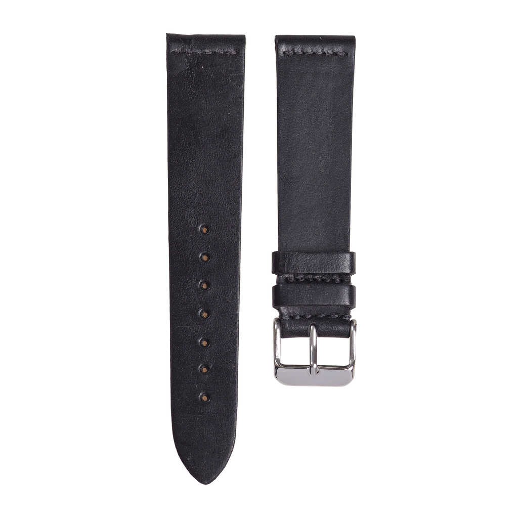 Two Piece Leather Strap 20mm Watch Black 