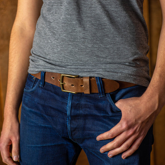 Ashland CXL chromexcel leather belt on blue jeans